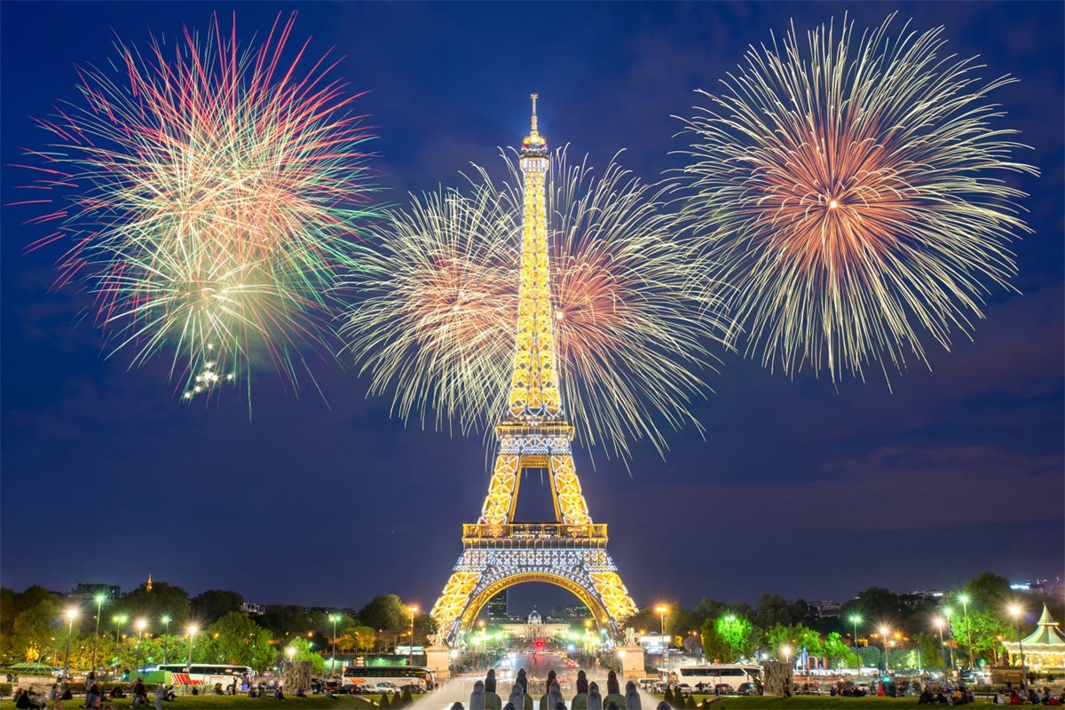 Paris Backdrop Ideen Eiffelturm Feuerwerk Feier Hintergrund GQ4-43
