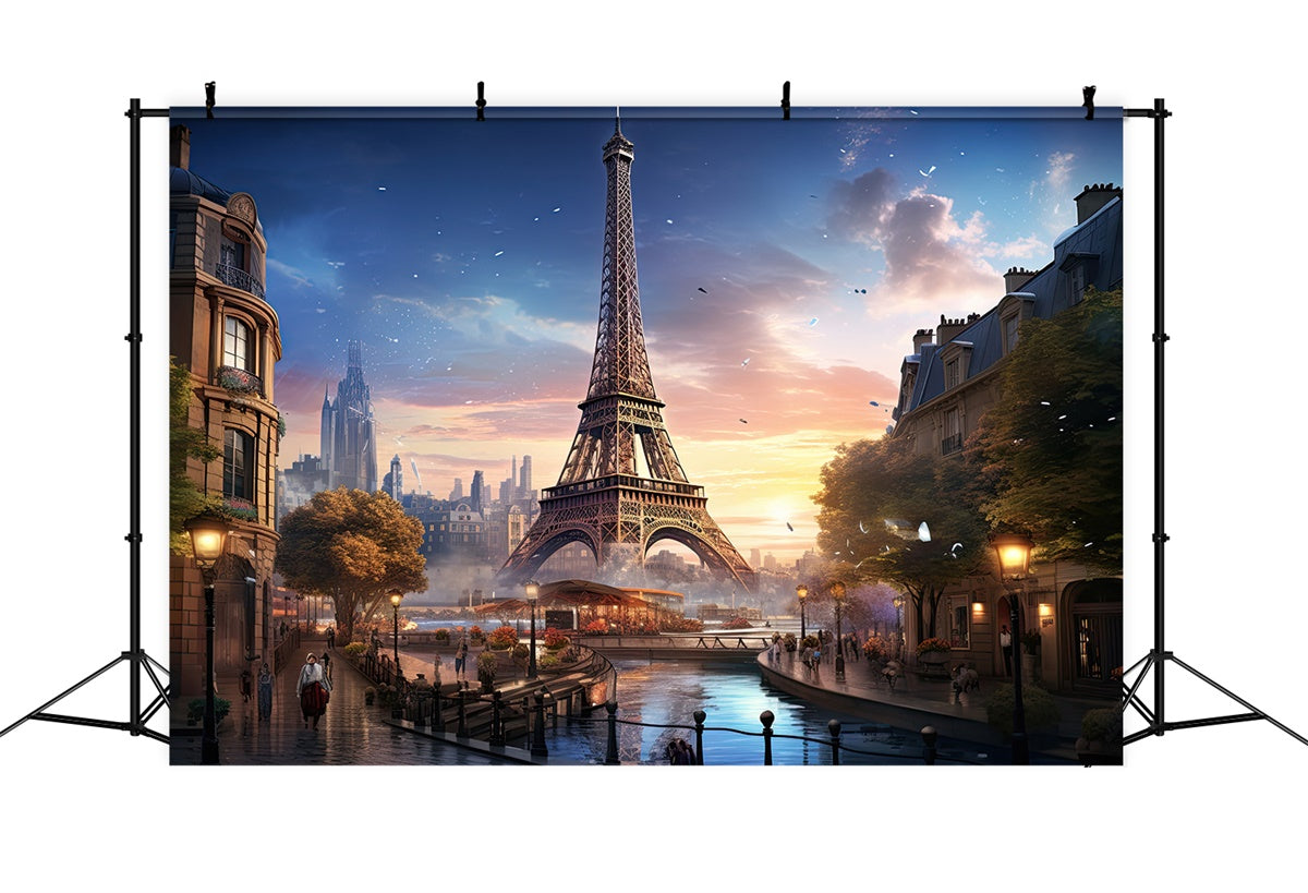Paris Backdrop Fotografie Eiffelturm Kanal Szene Hintergrund GQ4-44