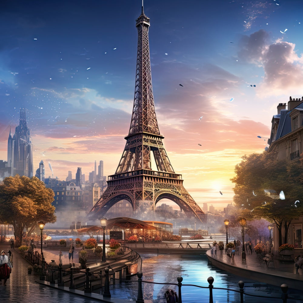 Paris Backdrop Fotografie Eiffelturm Kanal Szene Hintergrund GQ4-44