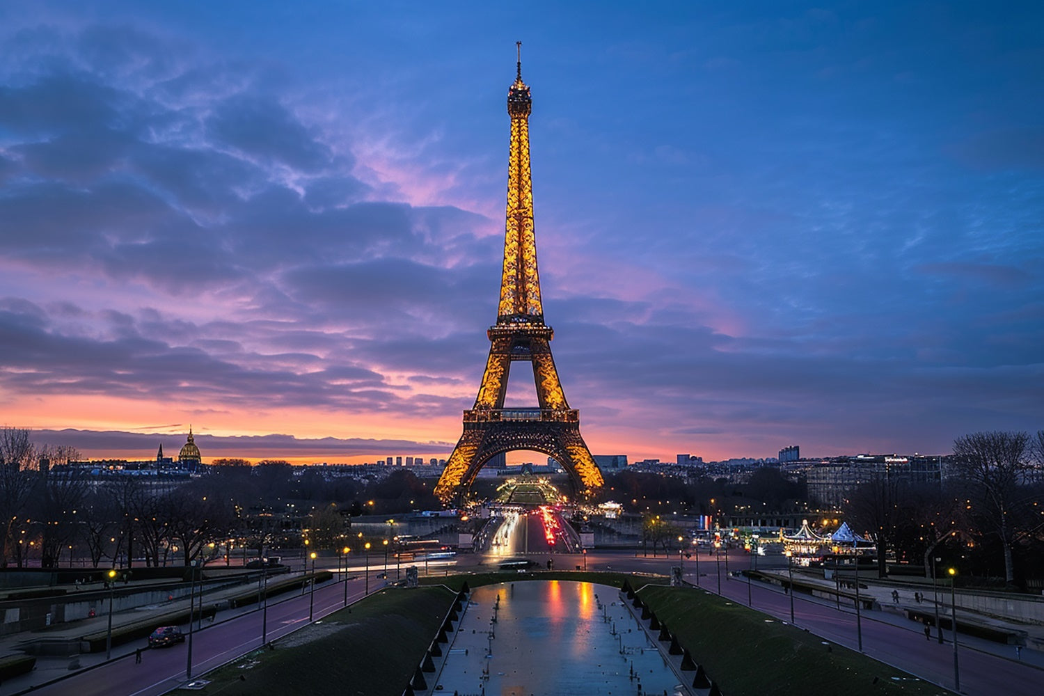 Paris Fotografie Backdrop Dämmerung Eiffelturm Himmel Hintergrund GQ4-47
