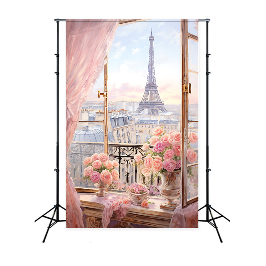 Eiffelturm Paris Backdrop Verträumte Paris Ansicht Rosen Backdrop GQ4-48