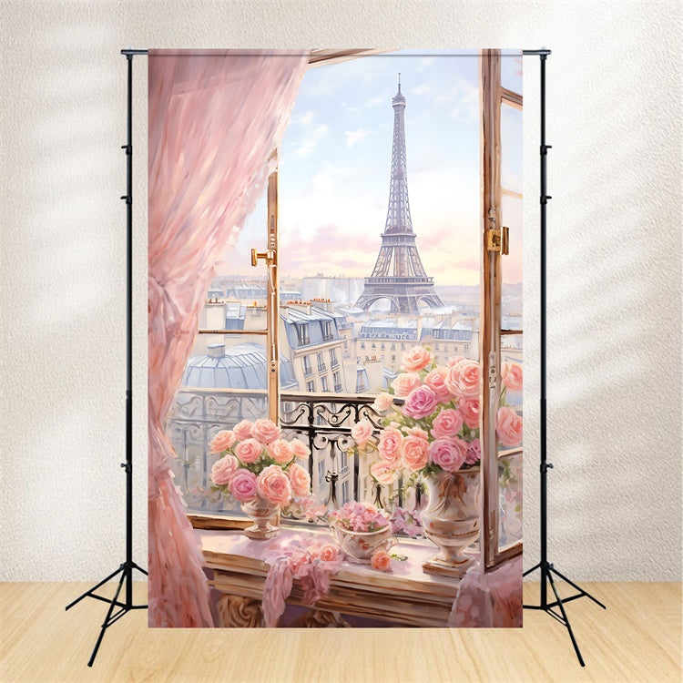 Eiffelturm Paris Backdrop Verträumte Paris Ansicht Rosen Backdrop GQ4-48