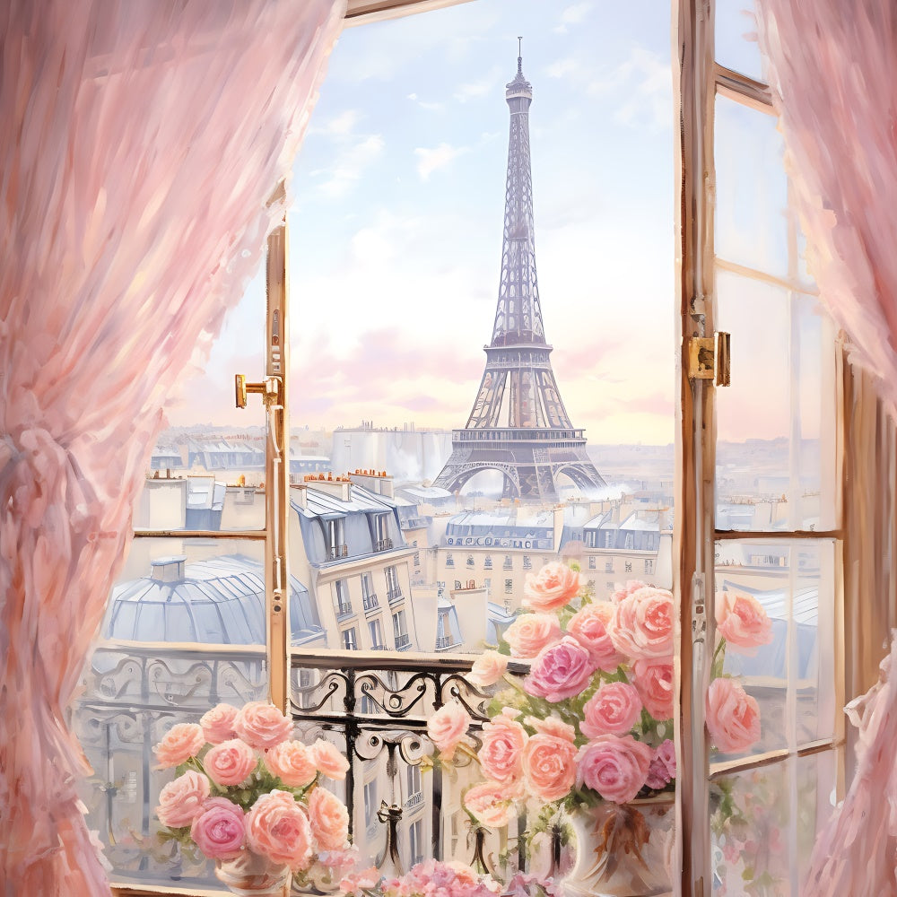 Eiffelturm Paris Backdrop Verträumte Paris Ansicht Rosen Backdrop GQ4-48