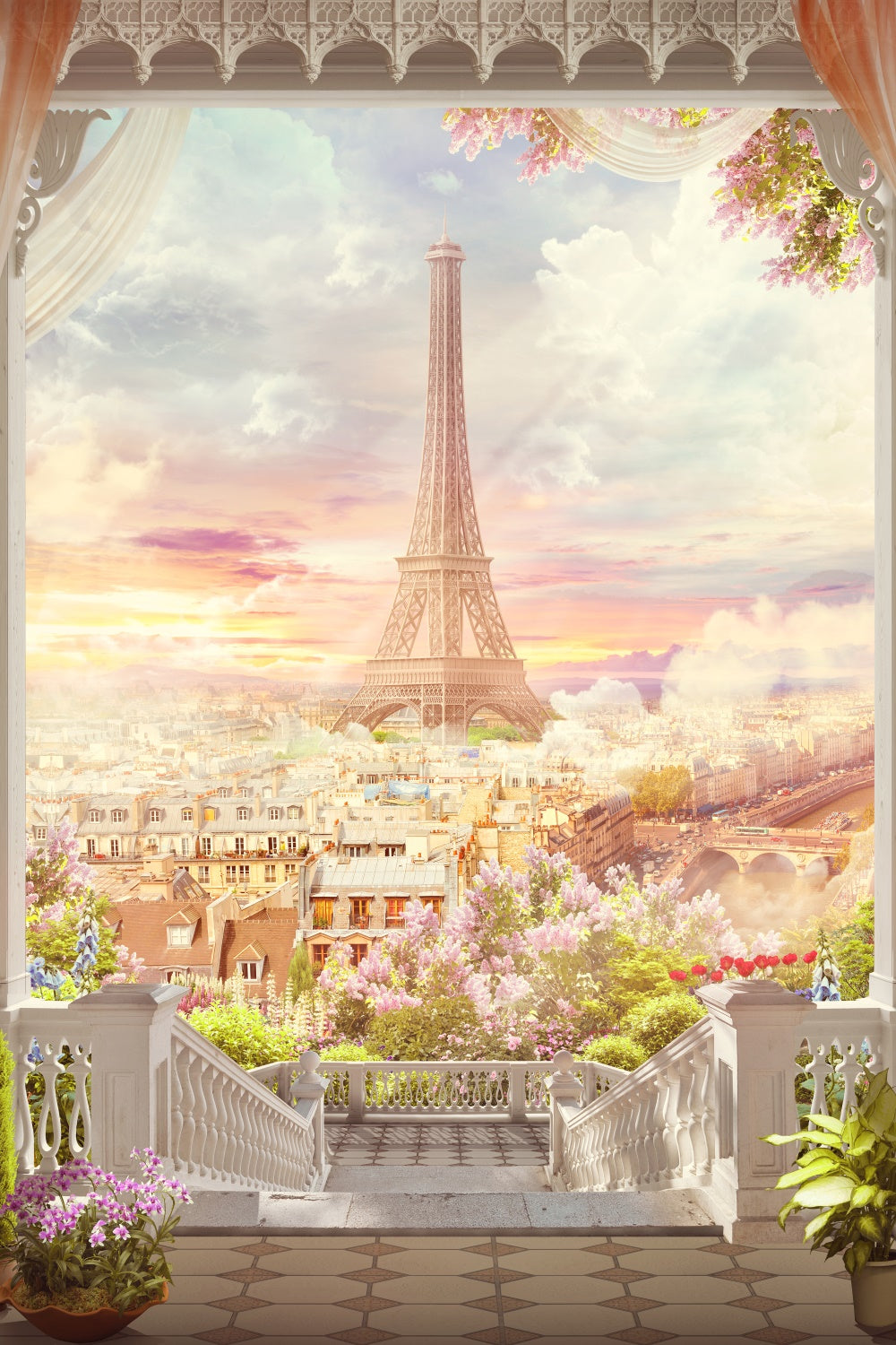 Paris Thematische Fotokulisse Eleganter Balkon Paris Stadt Kulisse GQ4-49