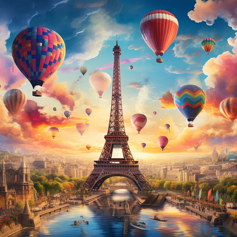 Paris Fotokulisse Ideen Heißluftballons Fantasie Himmel Kulisse GQ4-50