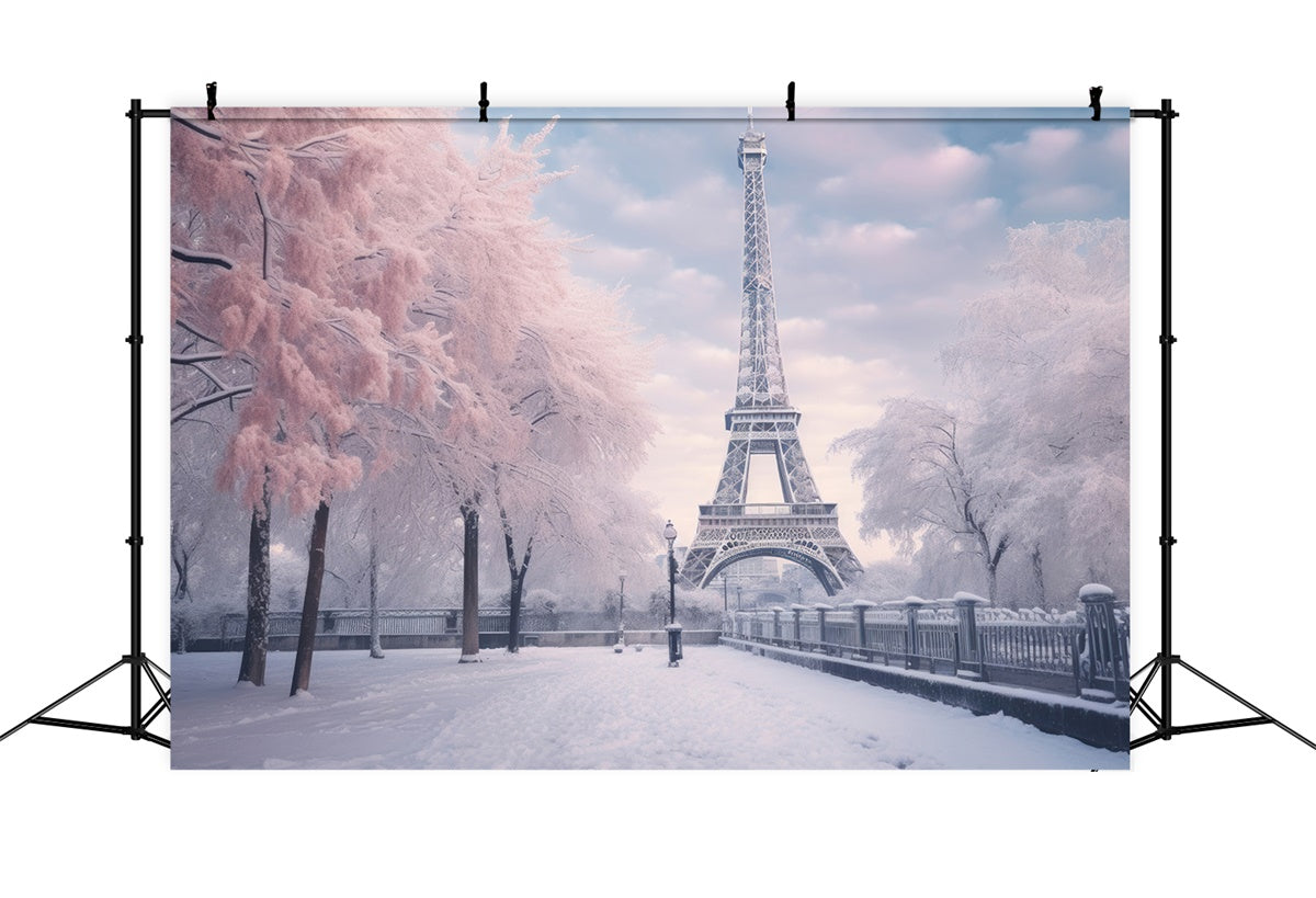 Paris Fotohintergrund Eiffelturm Winterlandschaft Hintergrund GQ4-53