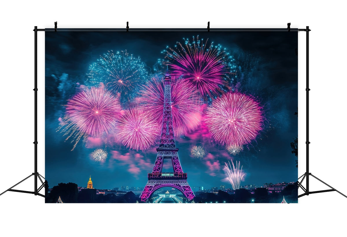 Eine Nacht in Paris Backdrop Funkelndes Feuerwerk Stadtbild Backdrop GQ4-57
