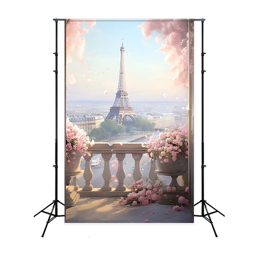 Paris Fotografie Backdrop Balkon Blumen Stadtansicht Backdrop GQ4-65
