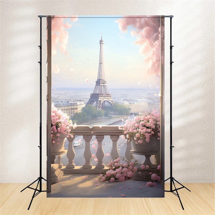 Paris Fotografie Backdrop Balkon Blumen Stadtansicht Backdrop GQ4-65