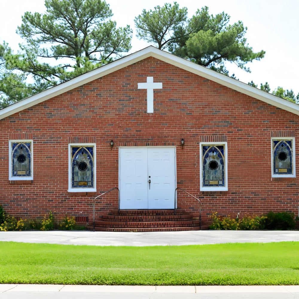 Kirche Backdrop Spitzes Fenster Backstein Architektur Backdrop GQ4-70