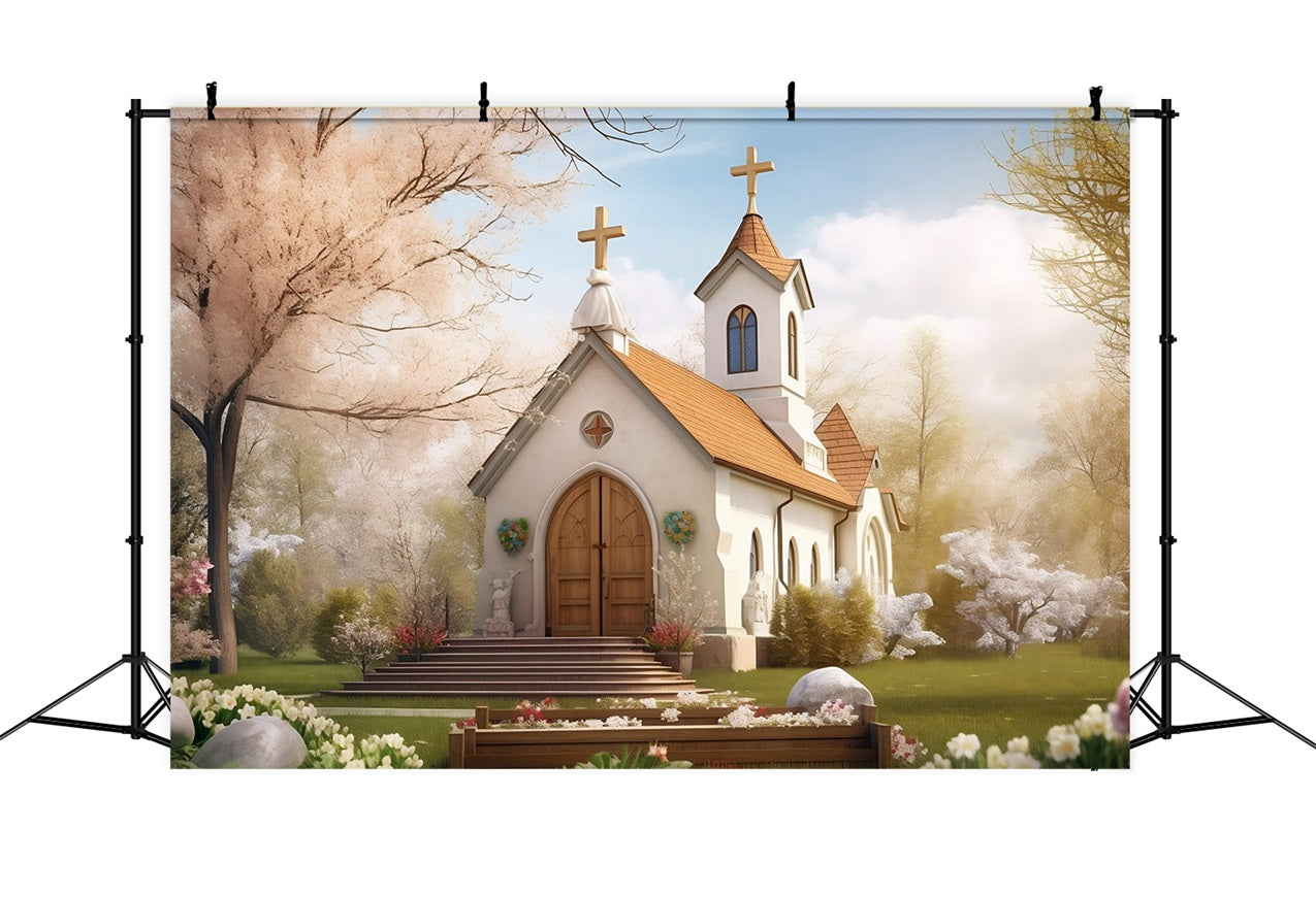 Kirchen-Hintergrundbilder Frühlingsgarten Zwillingsturm Architektur-Hintergrund GQ4-71