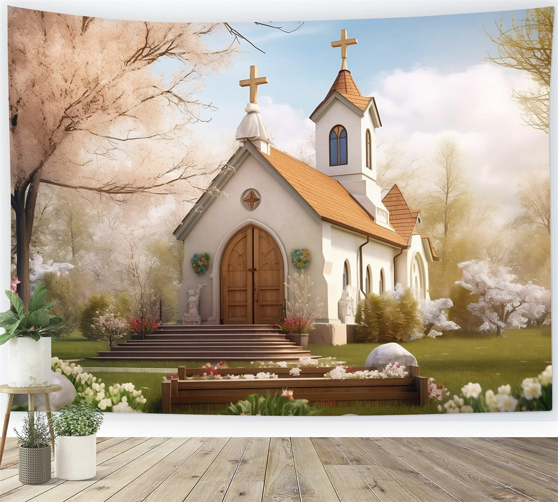 Kirchen-Hintergrundbilder Frühlingsgarten Zwillingsturm Architektur-Hintergrund GQ4-71