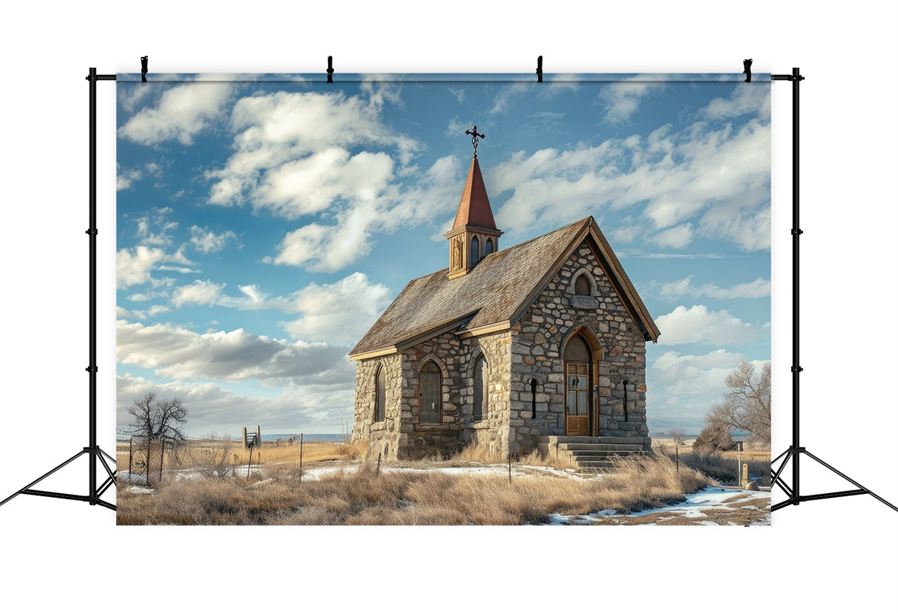 Kirche Backdrop Ideen Blauer Himmel Stein Architektur Backdrop GQ4-73
