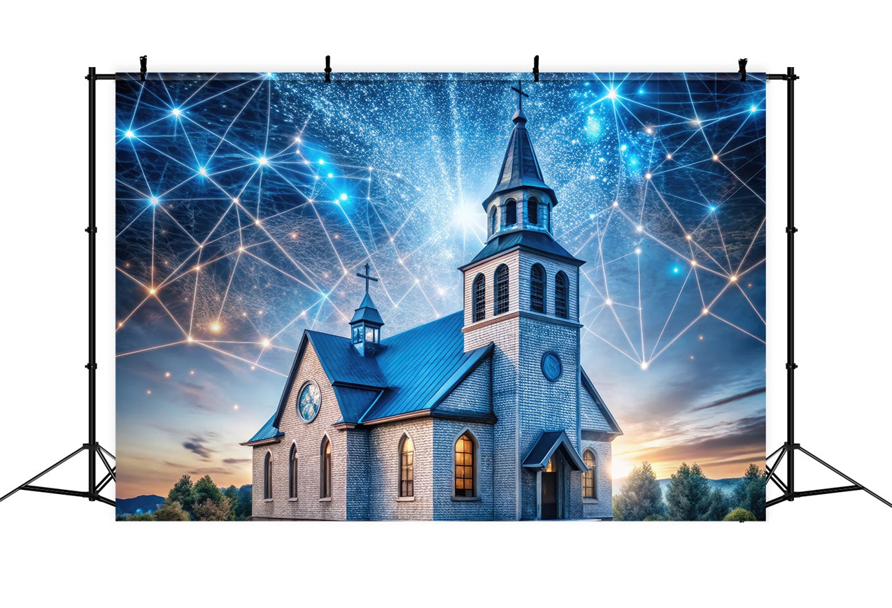 Kirche Backdrop Futuristischer Nachthimmel Architektur Backdrop GQ4-74