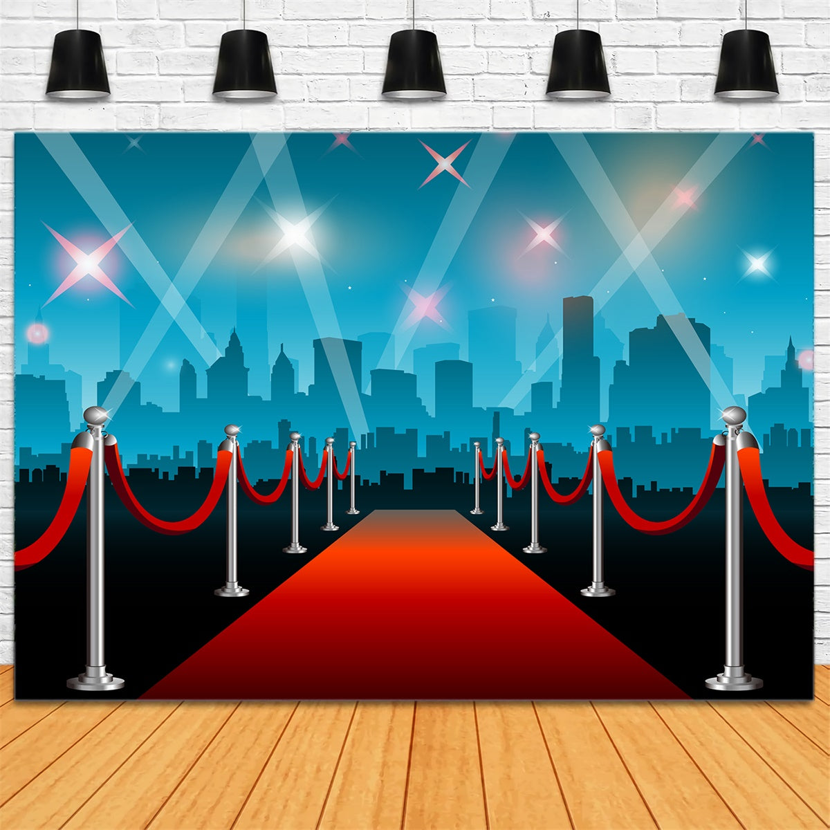 Roter Teppich Backdrops Stadtlichter Blaue Skyline Hintergrund GQ4-90