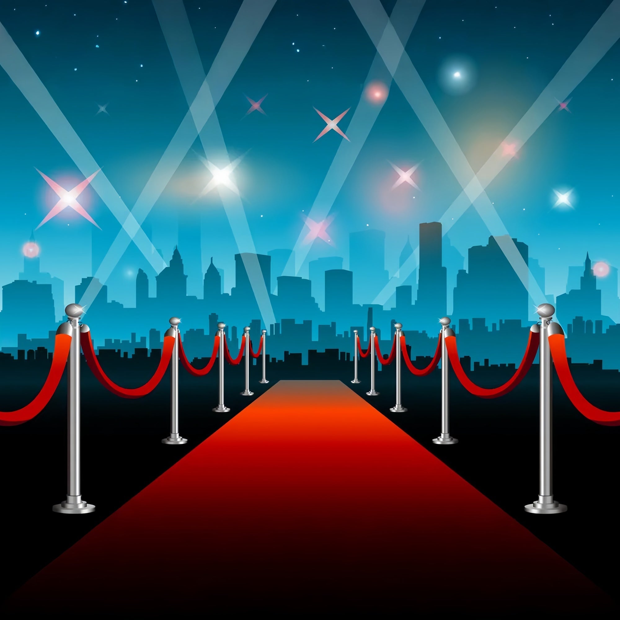 Roter Teppich Backdrops Stadtlichter Blaue Skyline Hintergrund GQ4-90