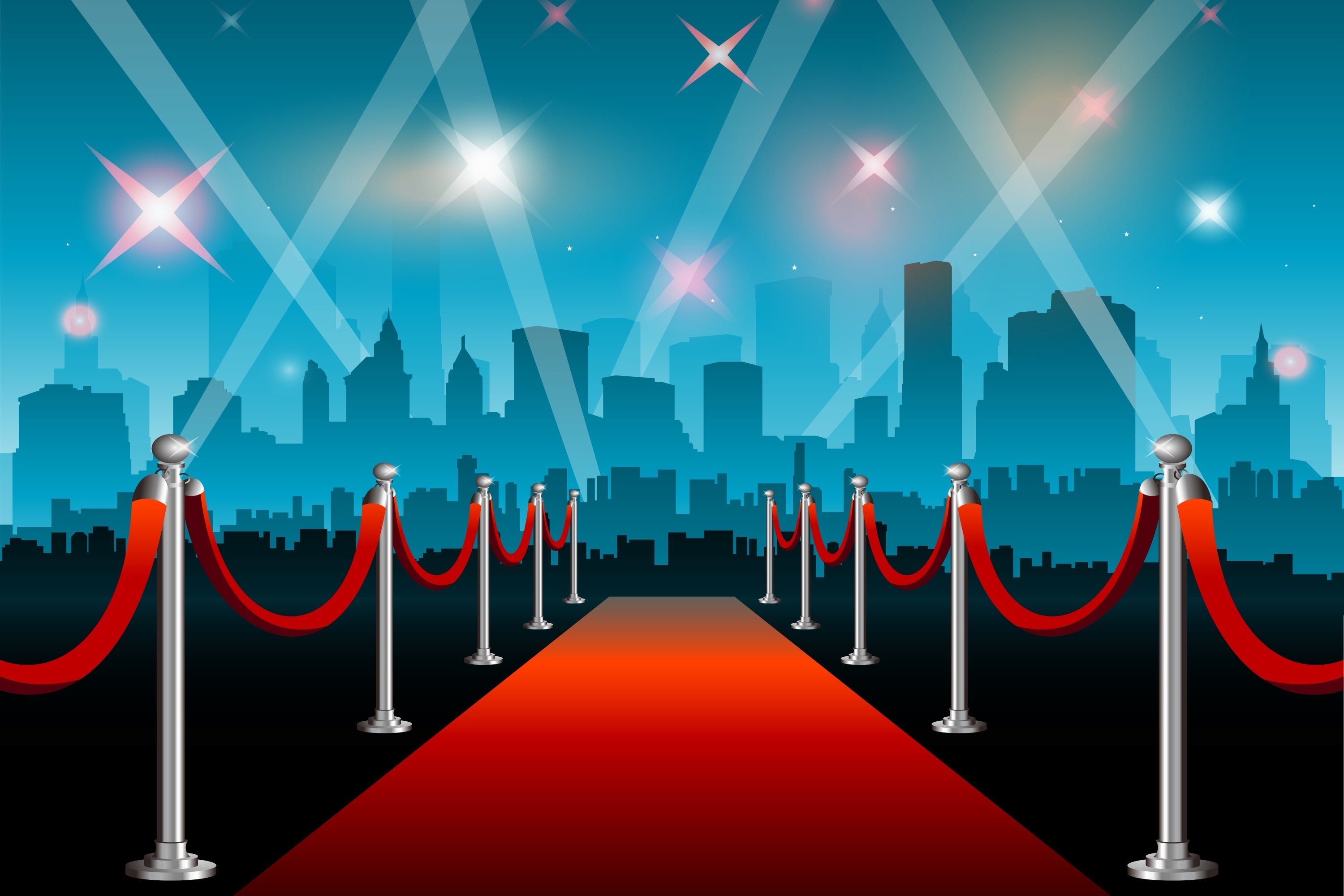 Roter Teppich Backdrops Stadtlichter Blaue Skyline Hintergrund GQ4-90