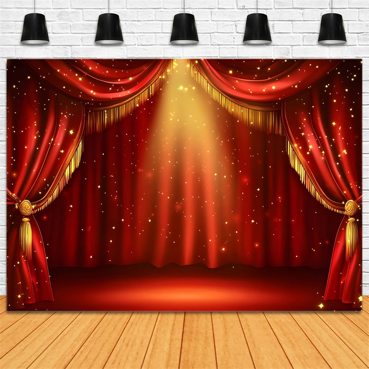 Roter Teppich Fotohintergrund Goldener funkelnder Vorhang Hintergrund GQ4-94