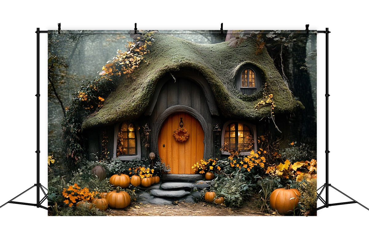 Herbst-Hintergrundkulissen Märchen-Kürbis-Häuschen-Hintergrundkulisse GQ5-105
