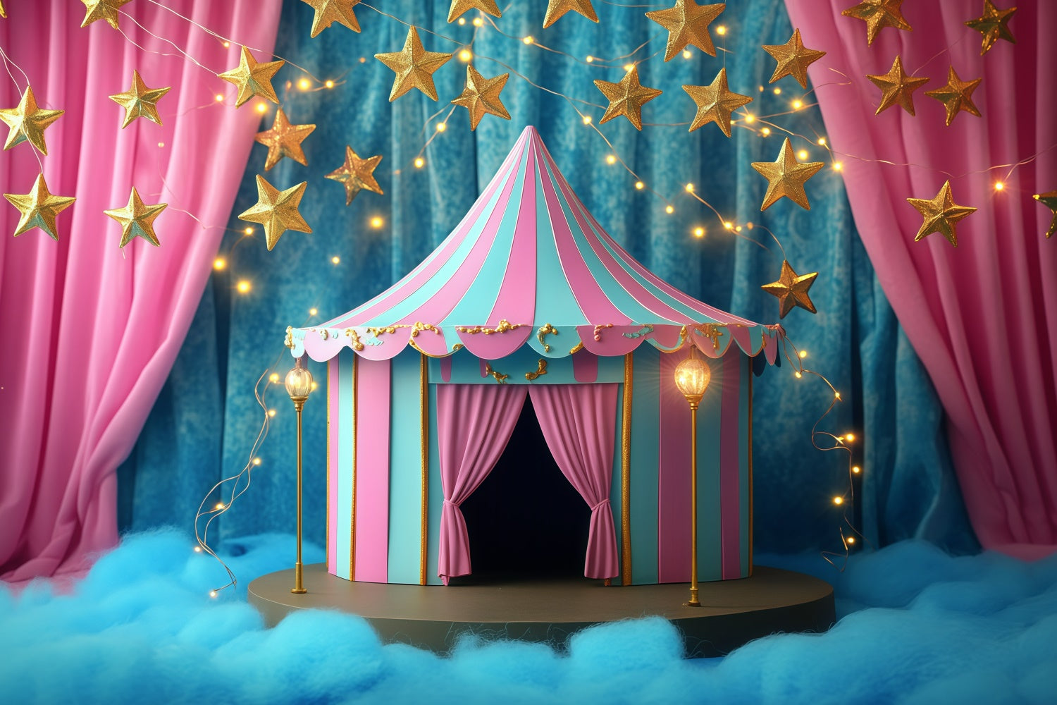Karneval Zelt Backdrop Verträumte Zirkus Nacht Show Backdrop GQ5-106
