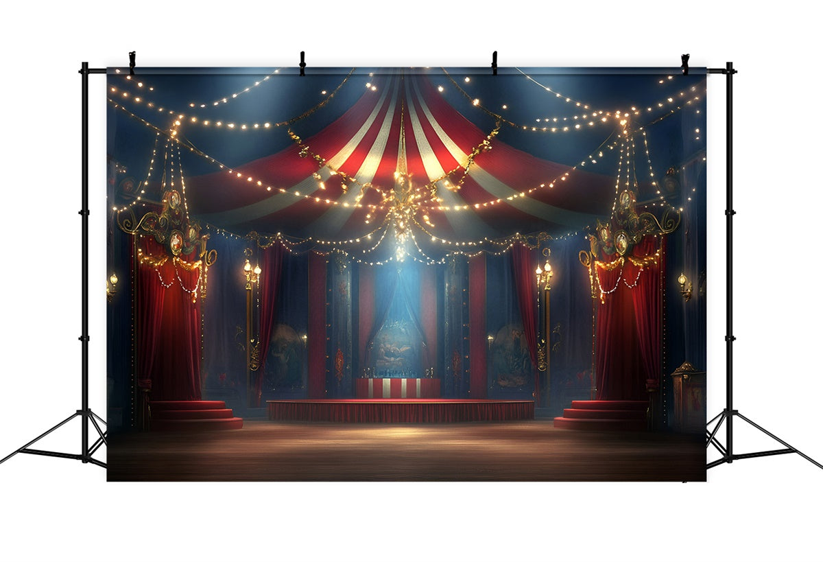 Vintage Zirkus Backdrop Nacht Zirkus Lichterkette Hintergrund GQ5-109