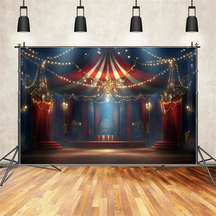 Vintage Zirkus Backdrop Nacht Zirkus Lichterkette Hintergrund GQ5-109