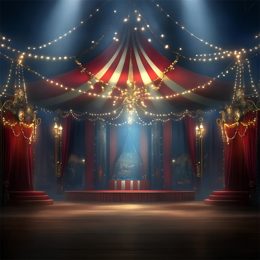 Vintage Zirkus Backdrop Nacht Zirkus Lichterkette Hintergrund GQ5-109