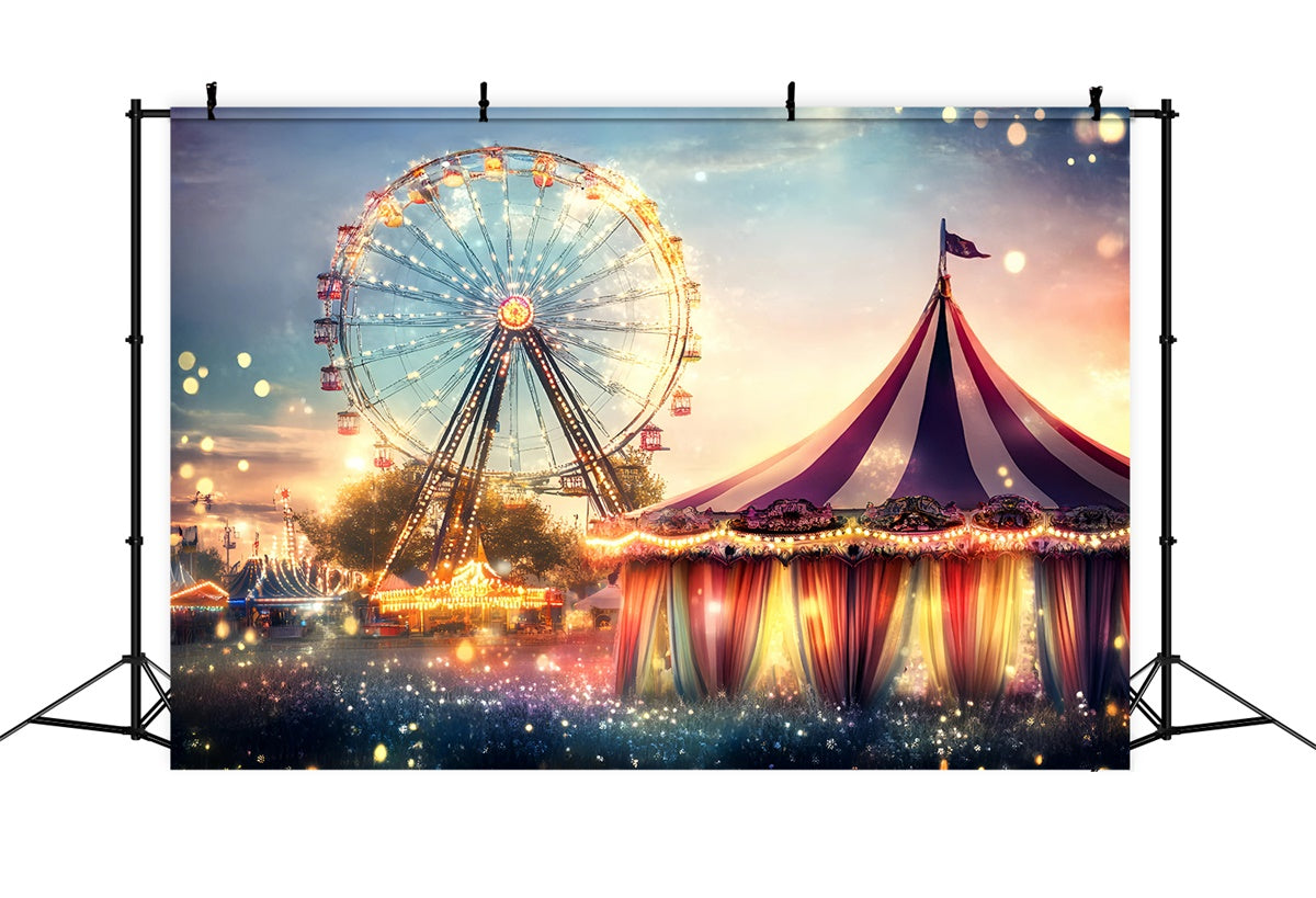 Karneval Thema Backdrop Riesenrad Sonnenuntergang Lichter Backdrop GQ5-111