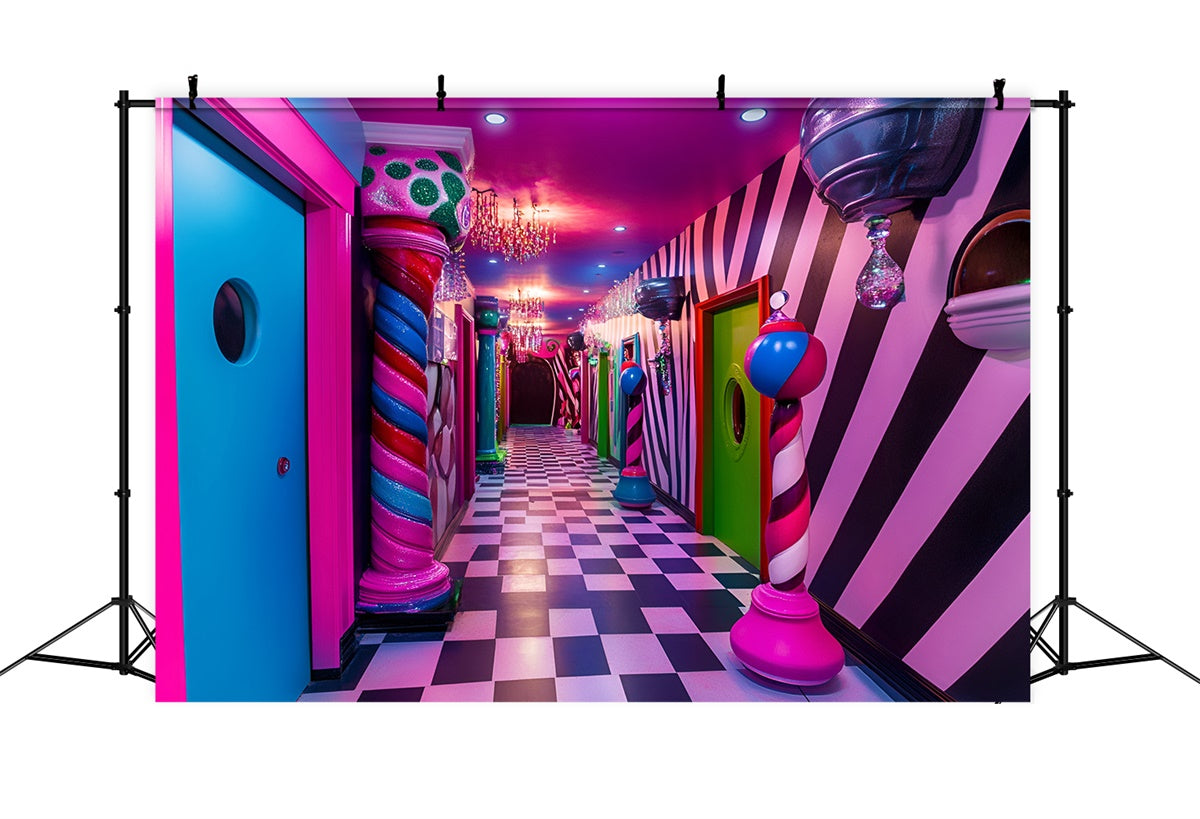 Karneval Backdrops Whimsical Striped Candy World Backdrop GQ5-113
