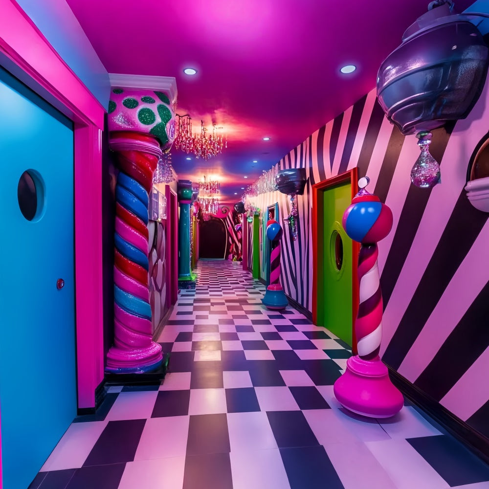 Karneval Backdrops Whimsical Striped Candy World Backdrop GQ5-113