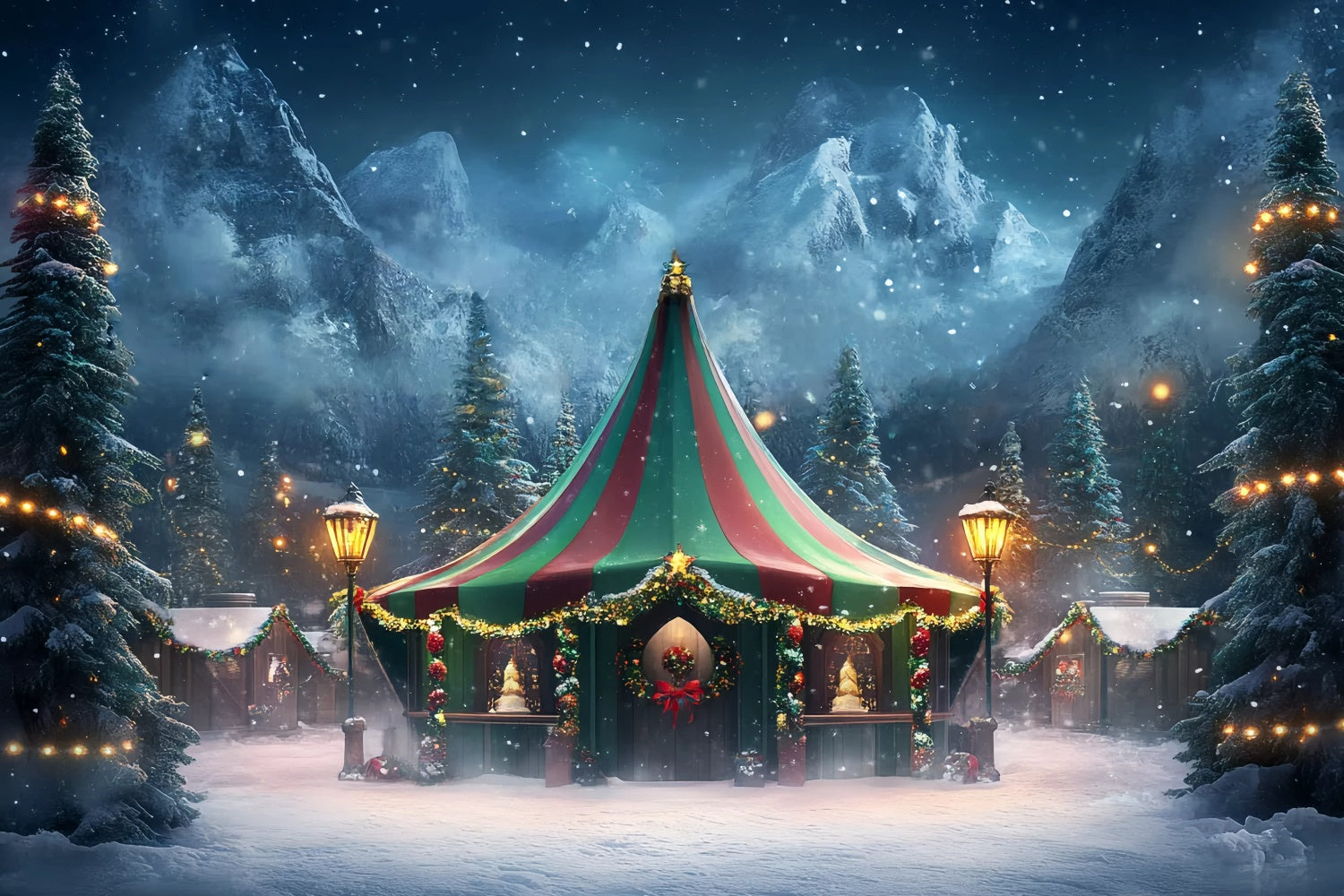 Karnevalszelt Backdrop Winter Magic Tent Wreath Backdrop GQ5-116