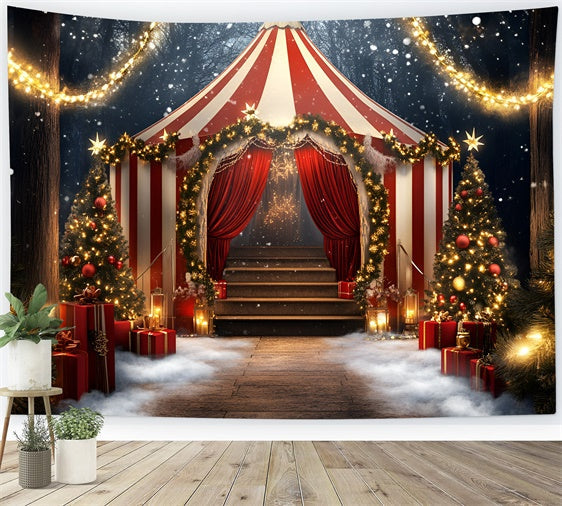 Zirkuszelt Backdrop Holiday Striped Tent Lights Backdrop GQ5-117