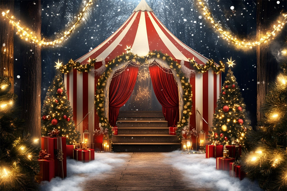 Zirkuszelt Backdrop Holiday Striped Tent Lights Backdrop GQ5-117