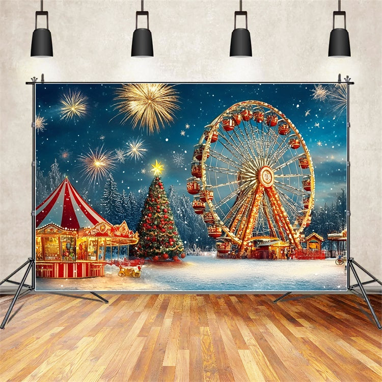 Karneval Backdrops Weihnachten Riesenrad Feuerwerk Backdrop GQ5-118
