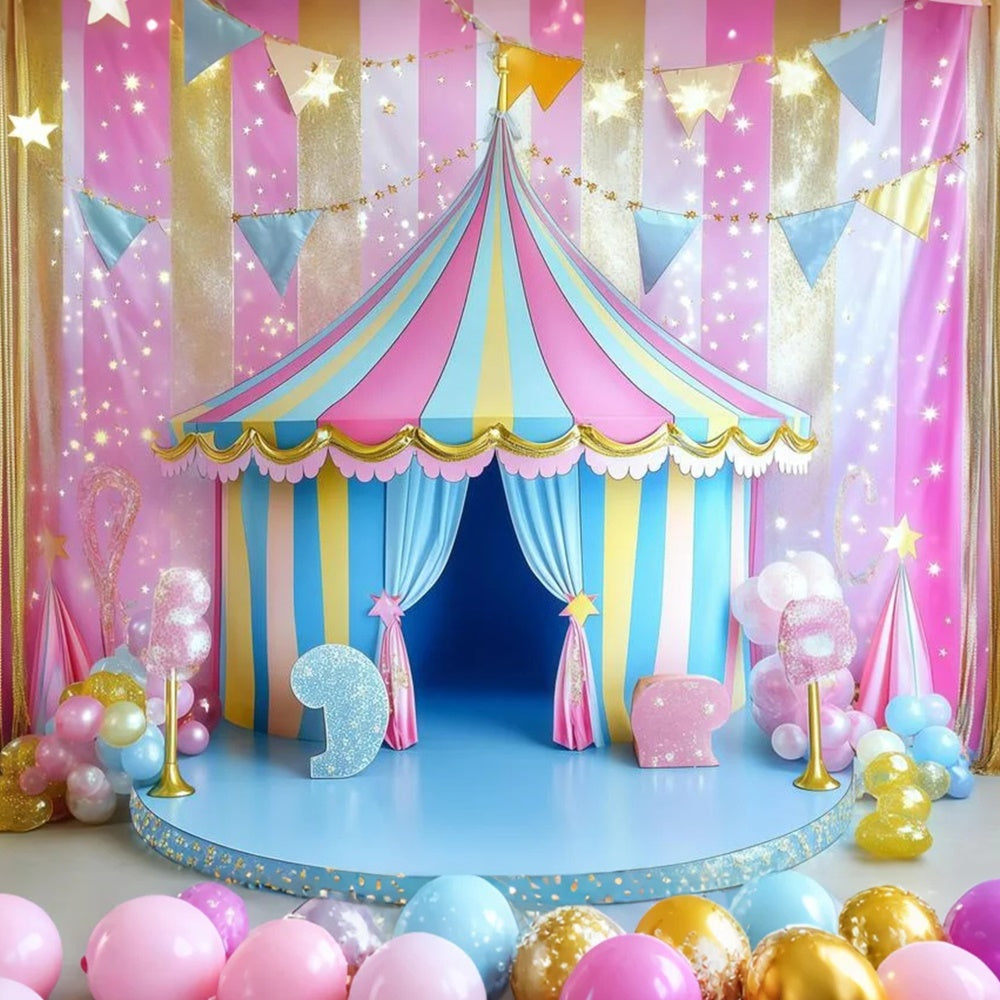 Karneval Zelt Backdrop Candy Stripe Tent Sparkle Backdrop GQ5-122