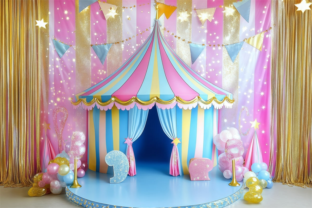 Karneval Zelt Backdrop Candy Stripe Tent Sparkle Backdrop GQ5-122
