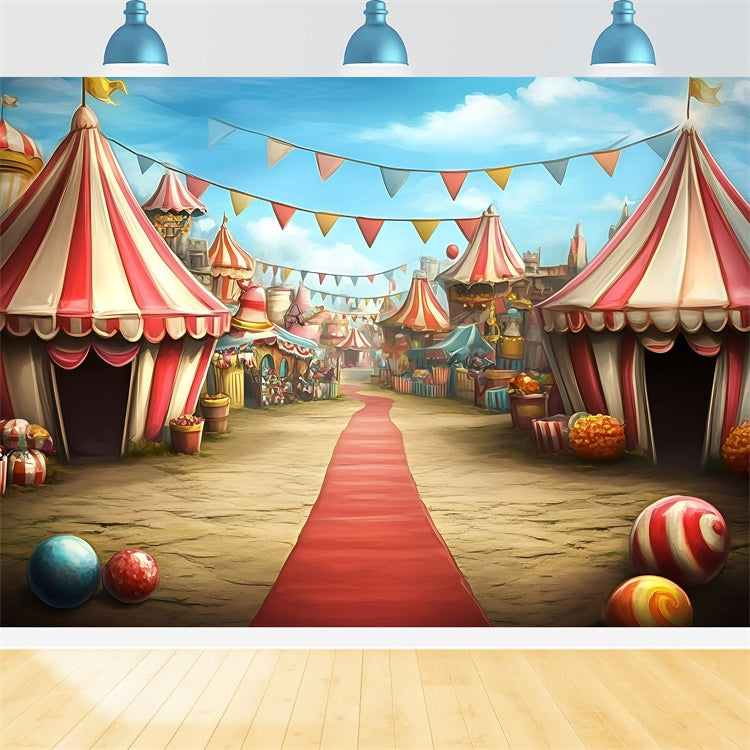 Zirkus Backdrops Karneval Zelte Straße Markt Backdrop GQ5-125
