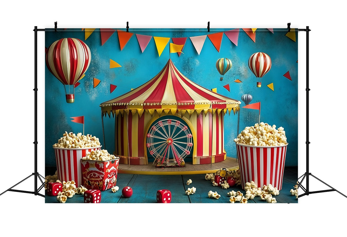 Zirkus Fotokulisse Spaß Karneval Zelt Popcorn Kulisse GQ5-135