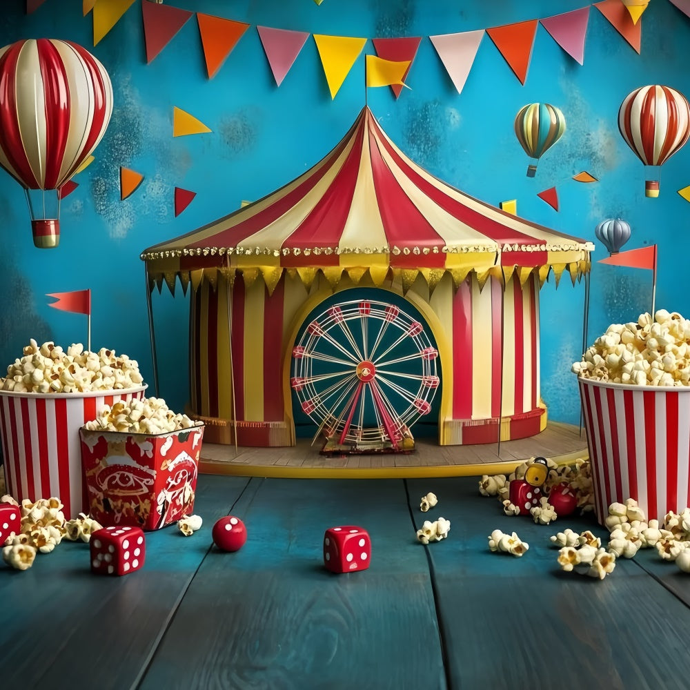 Zirkus Fotokulisse Spaß Karneval Zelt Popcorn Kulisse GQ5-135