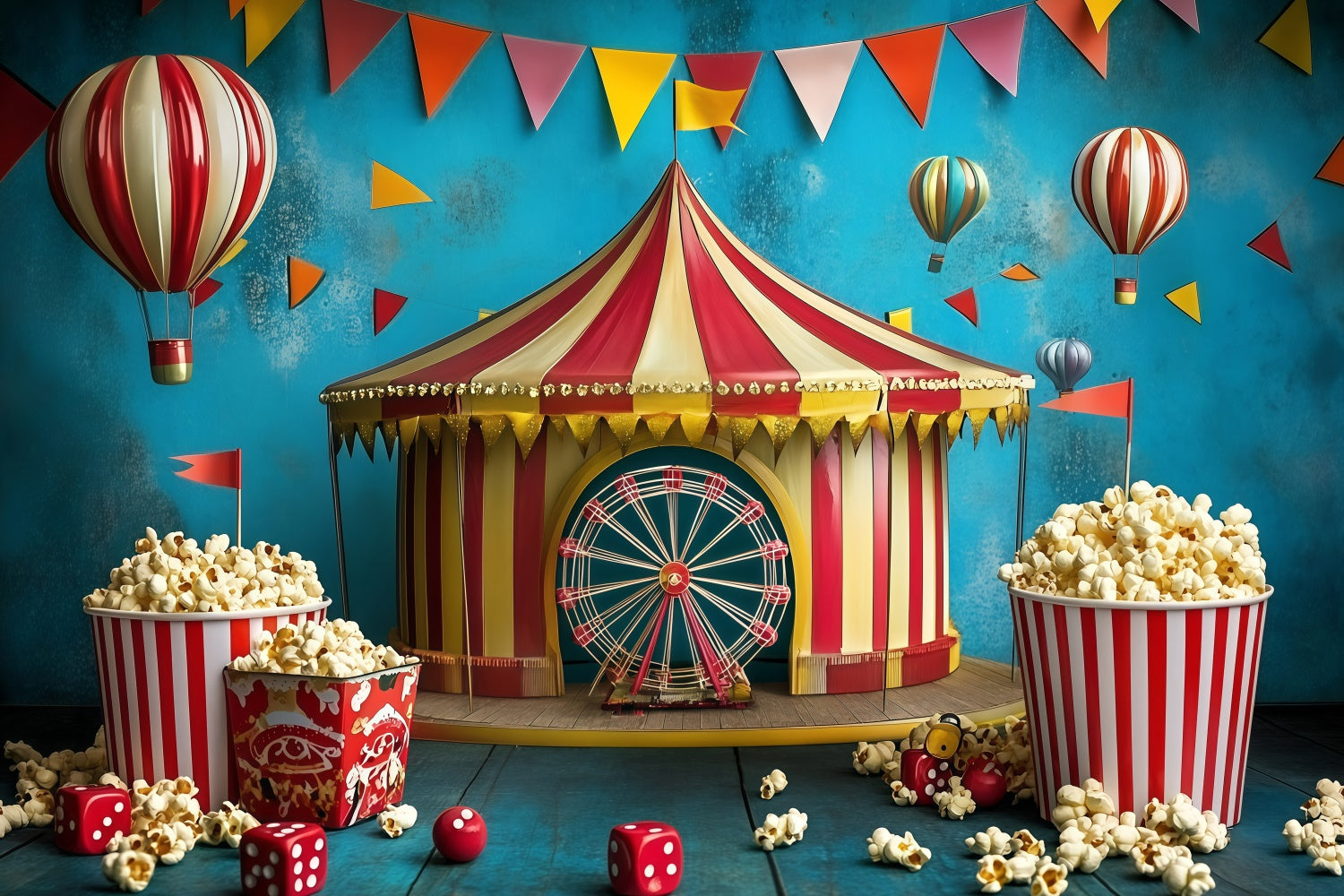 Zirkus Fotokulisse Spaß Karneval Zelt Popcorn Kulisse GQ5-135