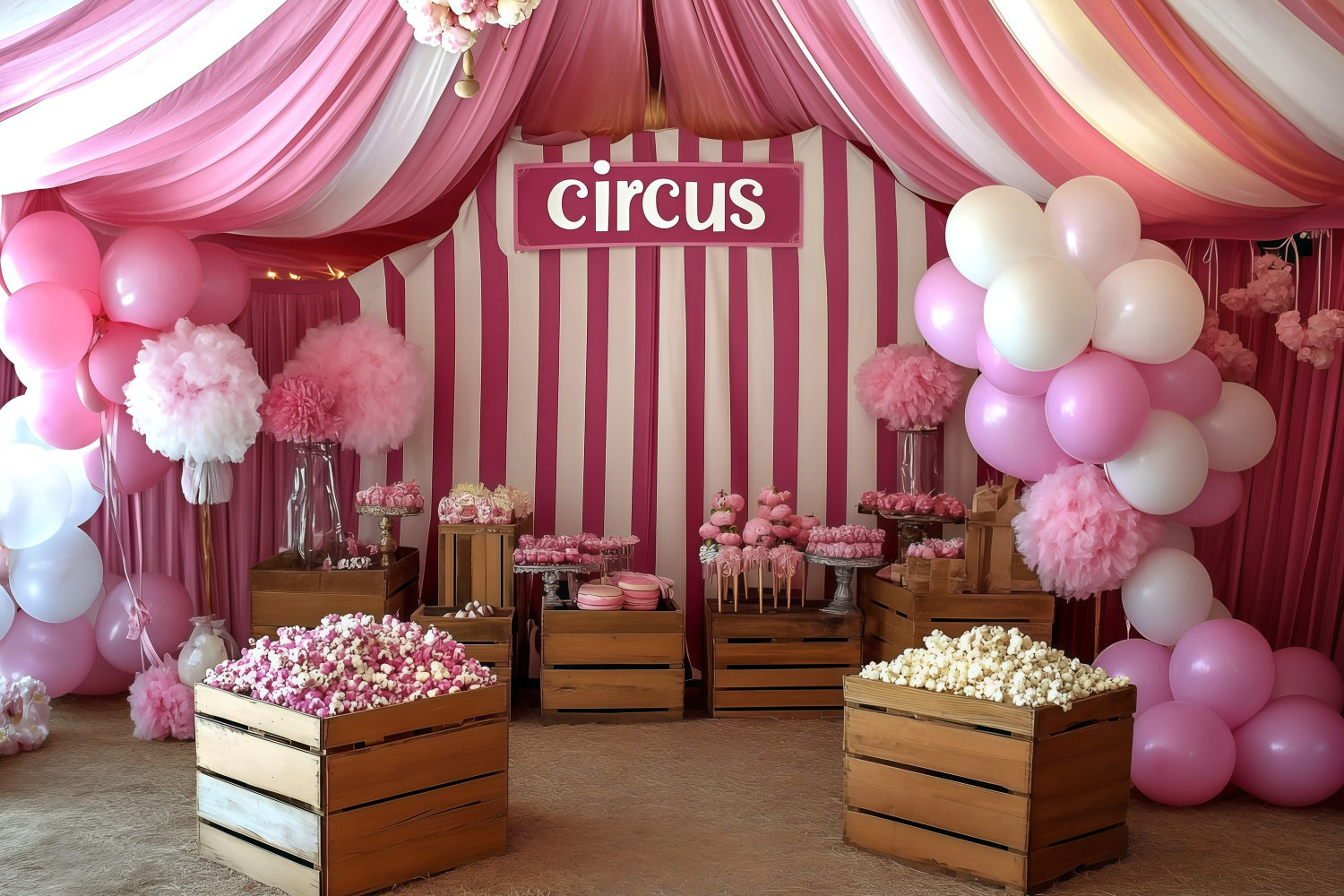 Zirkusfotografie Backdrop Zuckerwatte Zelt Dessert Backdrop GQ5-136