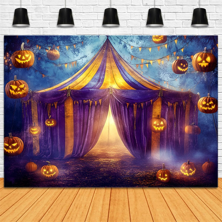 Halloween Zirkus Backdrop Lila Zelt Kürbisse Backdrop GQ5-137
