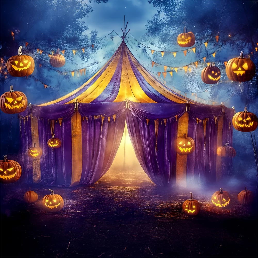 Halloween Zirkus Backdrop Lila Zelt Kürbisse Backdrop GQ5-137