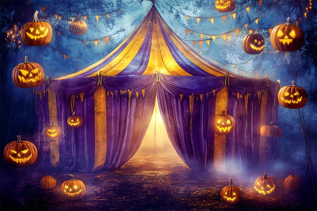 Halloween Zirkus Backdrop Lila Zelt Kürbisse Backdrop GQ5-137