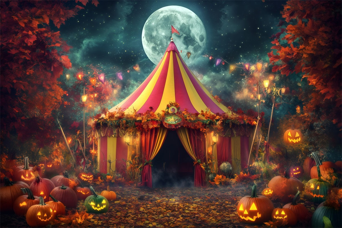 Halloween Zirkus Backdrop Mondlicht Kürbis Zelt Backdrop GQ5-138