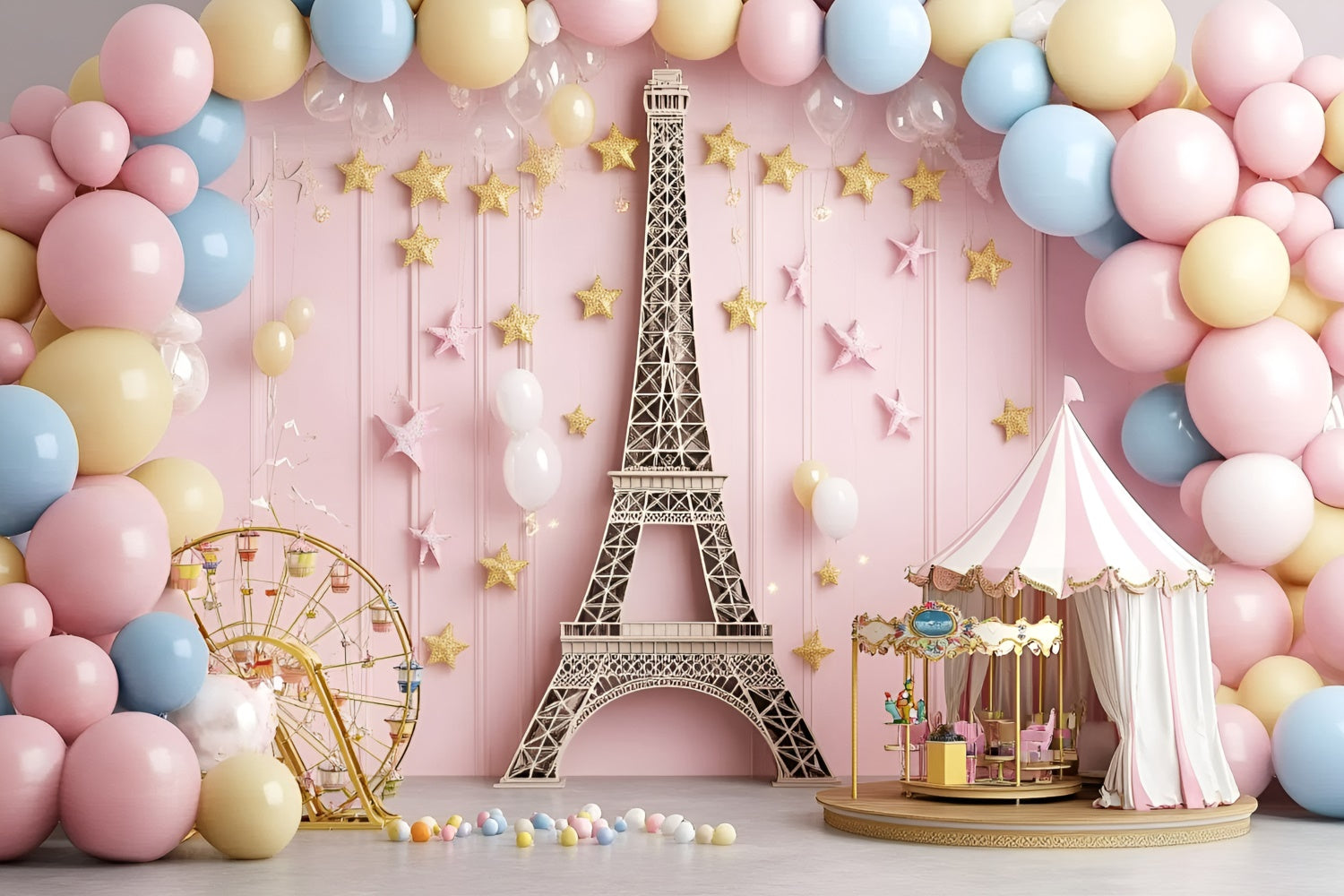 Kinderfoto-Hintergrund Ballon Paris Dreamland Hintergrund GQ5-140