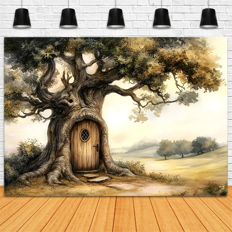 Kinder Backdrops Verzaubertes Baumhaus Tür Backdrop GQ5-144
