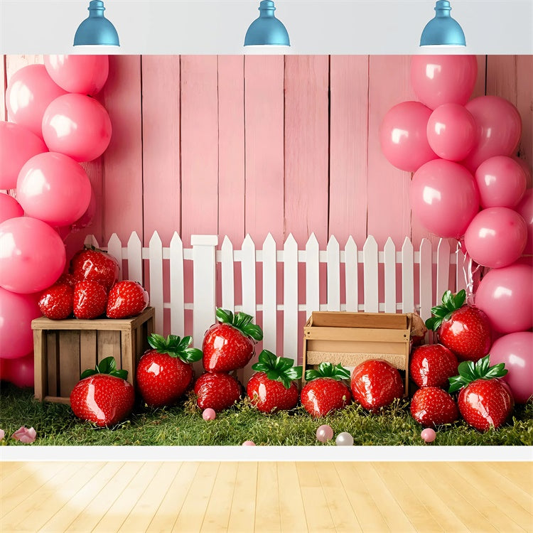 Kinder-Hintergrundbilder Erdbeer-Ballon-Garten-Hintergrundbild GQ5-157