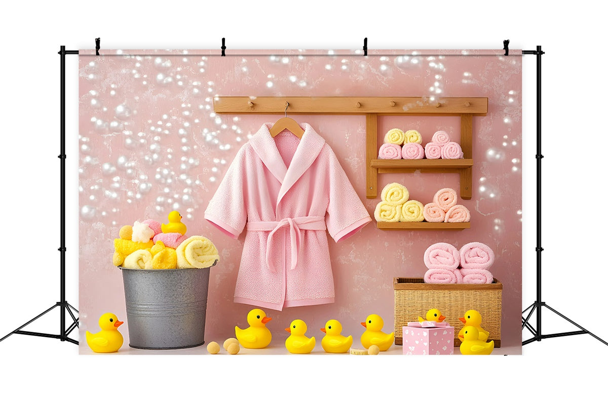 Fotokulissen für Kinder Rosa Robe Duckies Hintergrund GQ5-160