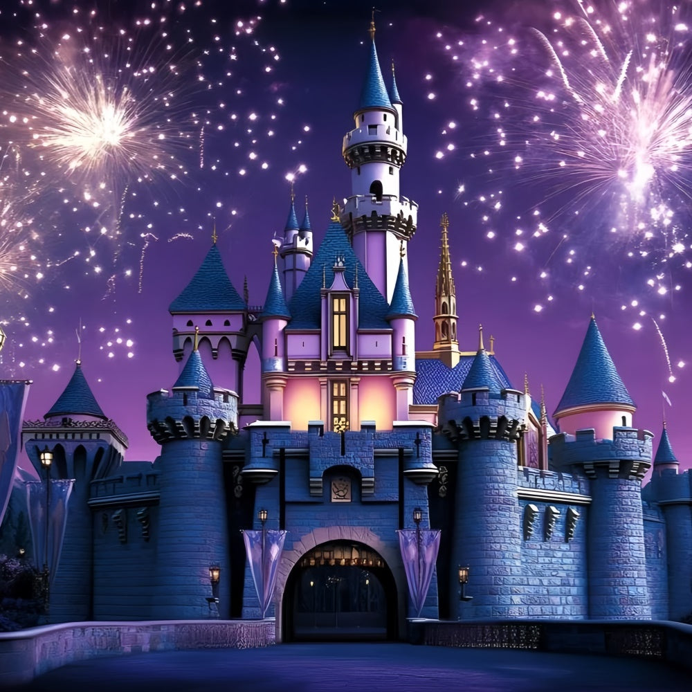 Burg Fotohintergrund Feuerwerk Zauberburg Kinderhintergrund GQ5-178